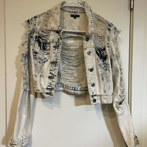 Acid wash ripped denim cropped Jean jacket